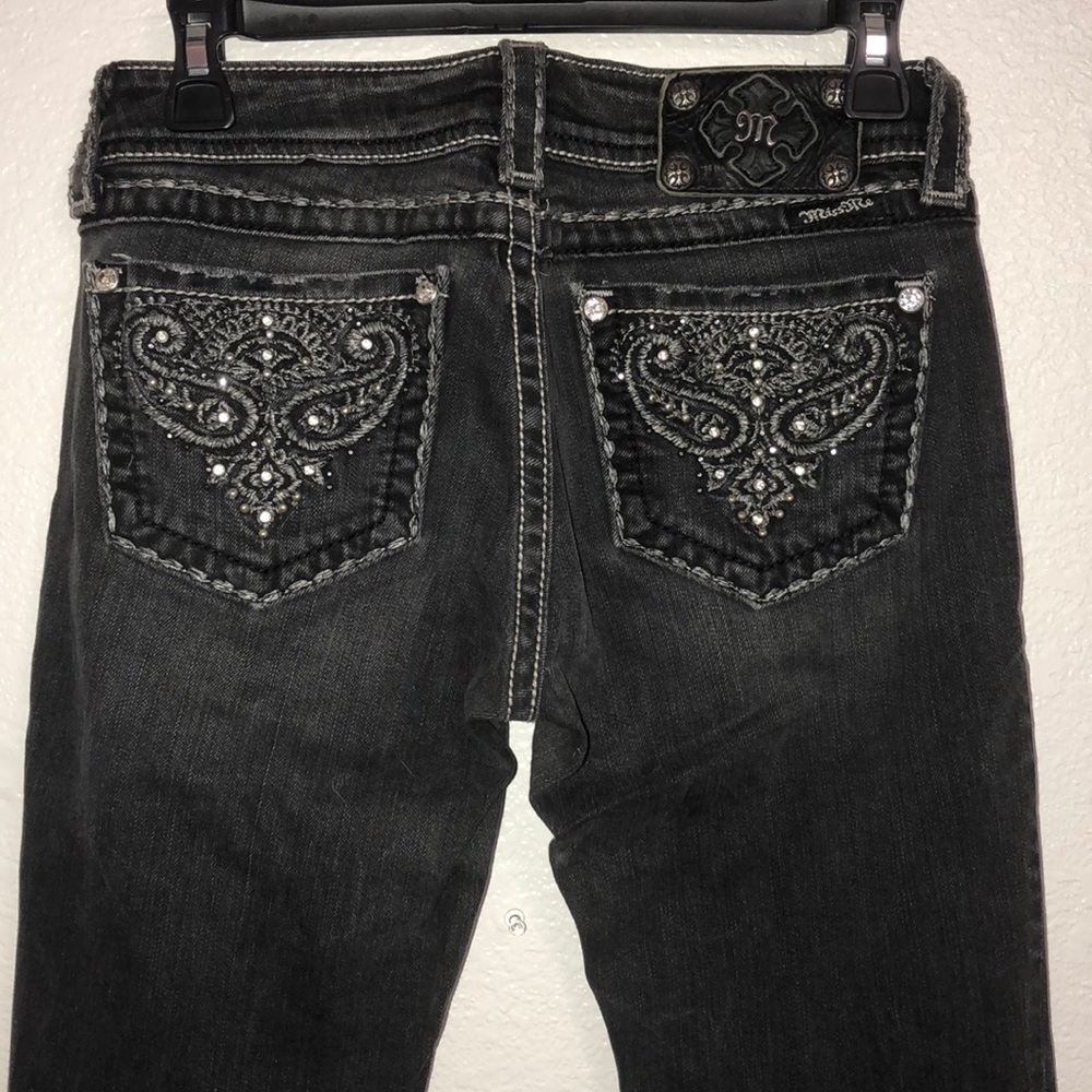 Miss Me, black flare jeans